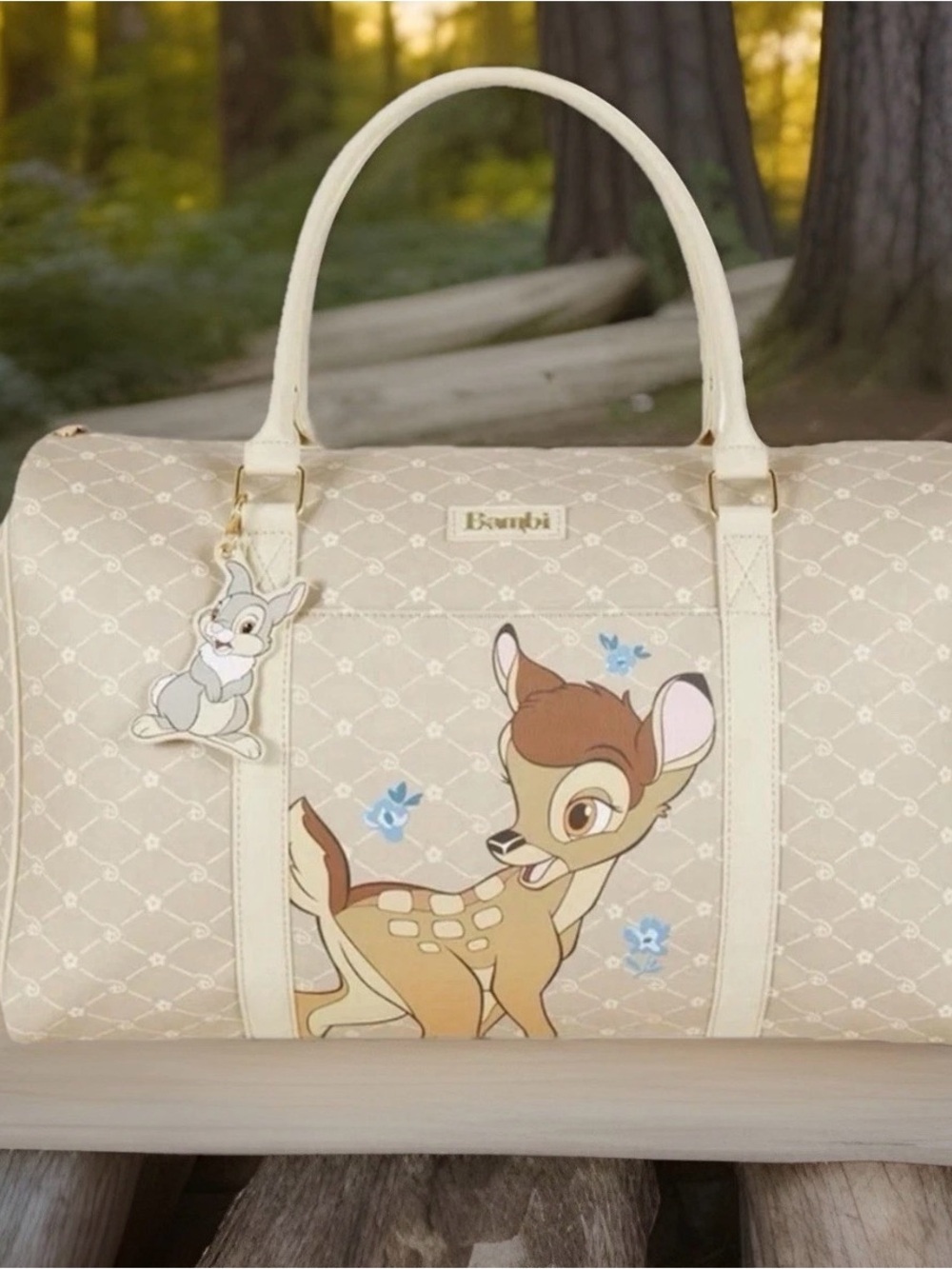 NEW Primark BAMBI Disney Classics Weekender Duffle Travel Bag Thumper Bag Charm